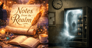 Scroll paper with magic writing feather: Notes from the Realm