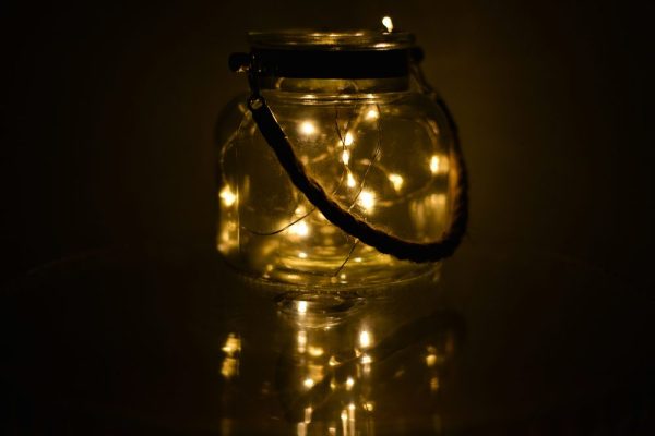 Mason jar with faery lights