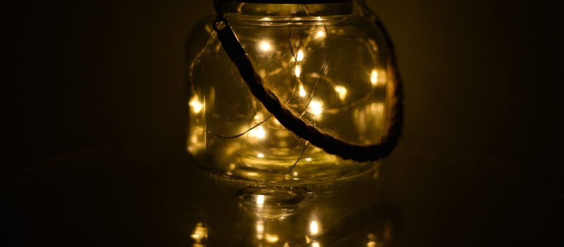 Mason jar with faery lights