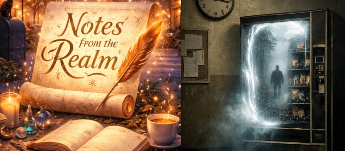 Scroll paper with magic writing feather: Notes from the Realm